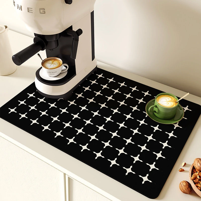 VIKAMA Geometric Linear Stripe Coffee Machine Mat Waterproof Oilproof Non Slip Kitchen Countertop Draining Protector Pad
