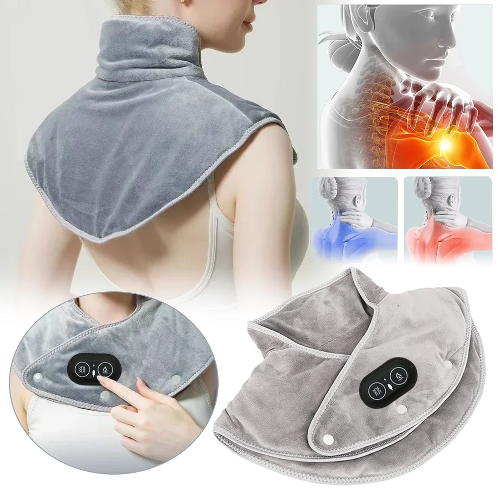 

Electric Heating Shoulder Neck Pad Cervical Wrap Three Gear Thermal Compress Massager Vibration Shawl Warm Back Tool Relax Brace