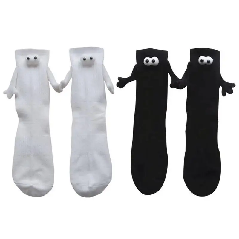 

Magnetic Socks Magnetic Couple Funny Socks With Eyes Mid Tube Cute Socks Funny Gifts Magnetic Suction 3D Doll Couple Holding