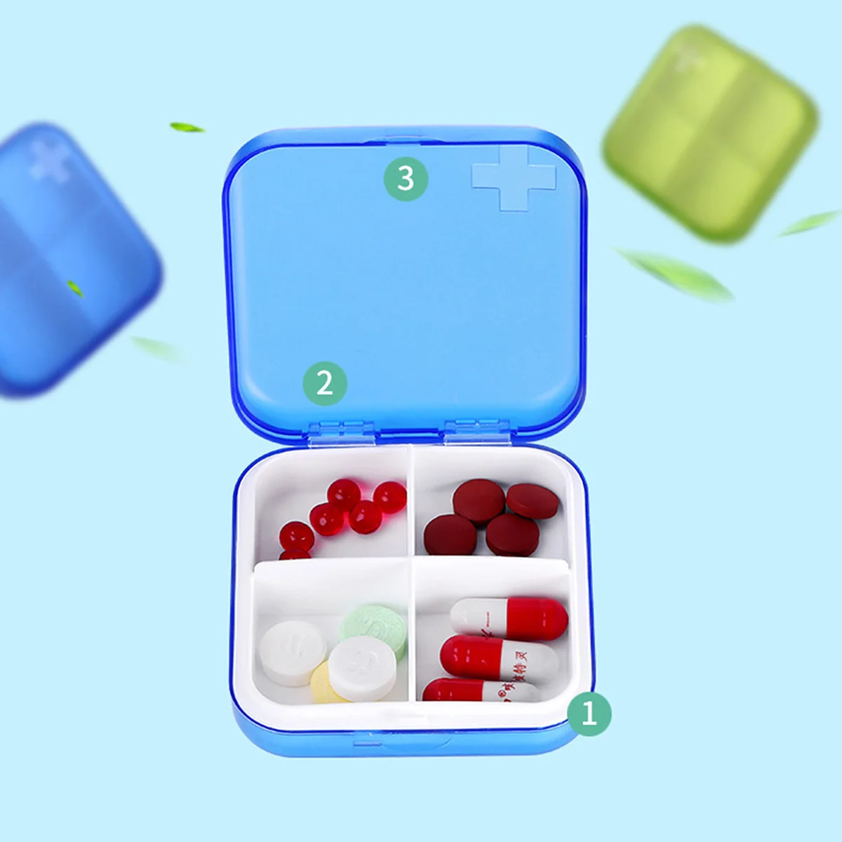 

1 set Travel Medicine Case Pill Organizer Dustproof 28 Compartments 7 Layers Portable Storage Box Tablets Capsules Holder Grey