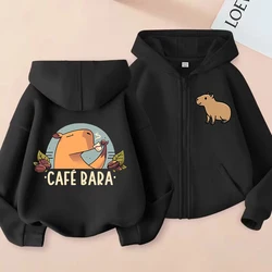 Hoodie Kawaii Kids Capybara Children's Hoodie Zipper Children Capibara Sweatshirt Zip Up Manga Clothes Kid Girl Boy Top Hoody