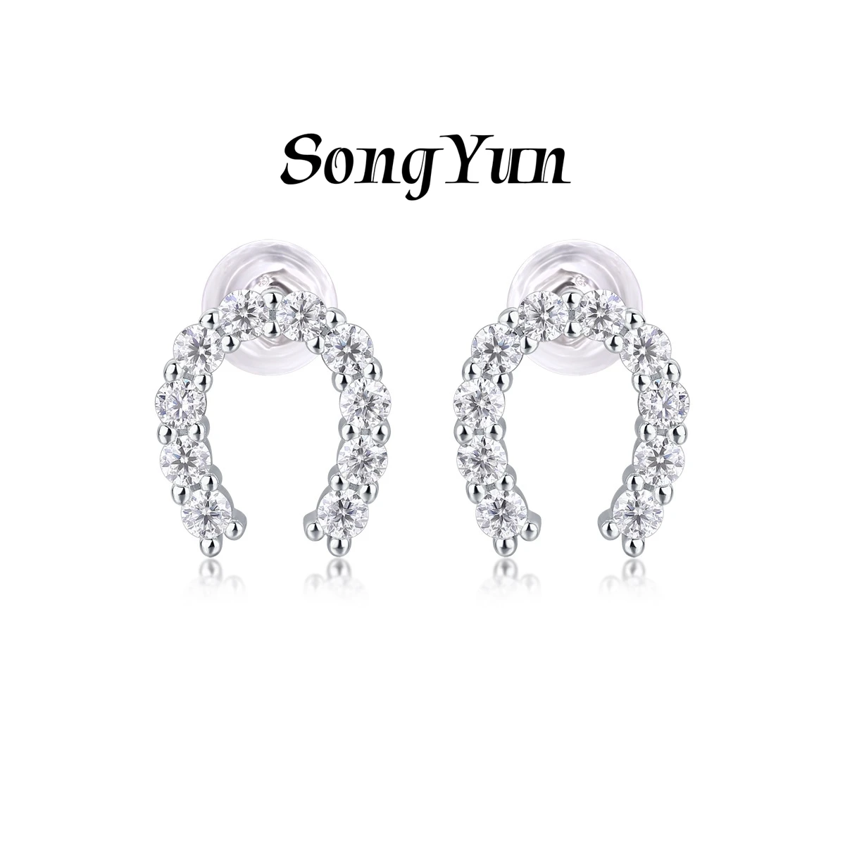 

SONGYUN Luxury Jewelry 925 Sterling Silver Earrings Moissanite Diamond Stud Formal Ladies 18K Rose Gold Plated Earrings