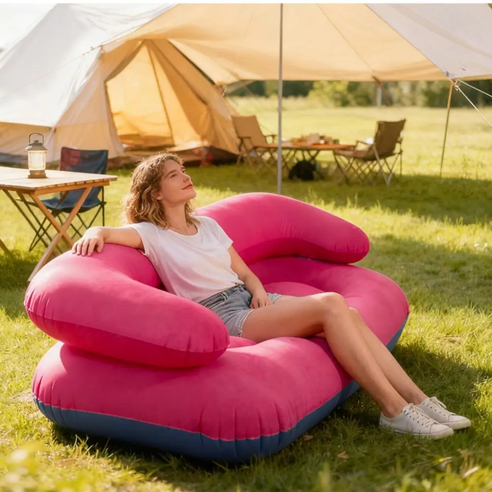 Sofa Chair Flocked Sofa for Adults Heavy Duty Blow-up Lounge Chair Single Double Air Couch for Indoor Outdoor Room Relaxation