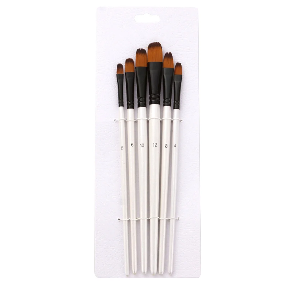 

6Pcs Nylon Hair Double Color Painting Brushes Wooden Handle Lightweight Durable Artist Brush Set for Gouache Watercolor Oil