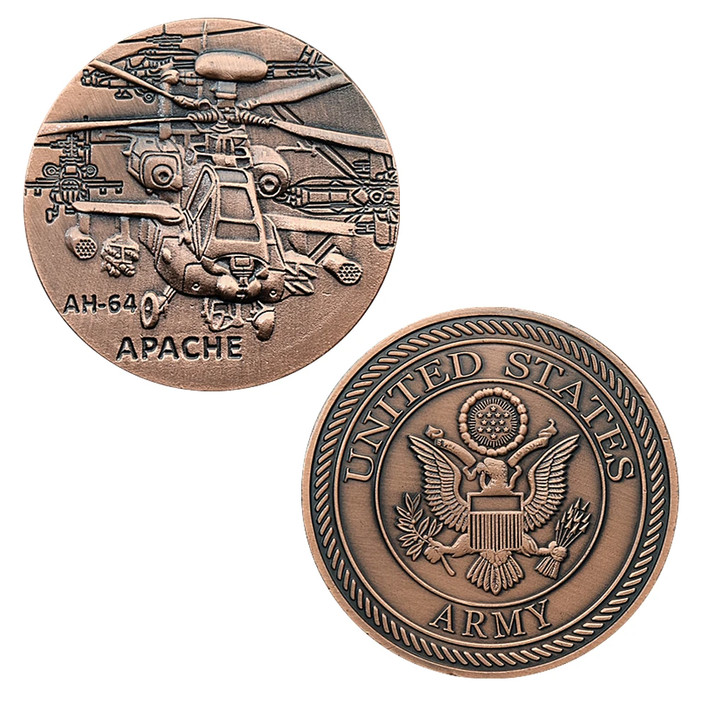 American AH-64 Armed Helicopter Apache Commemorates Coin Metal Military Crafts Collectibles Challenge Coin Gift