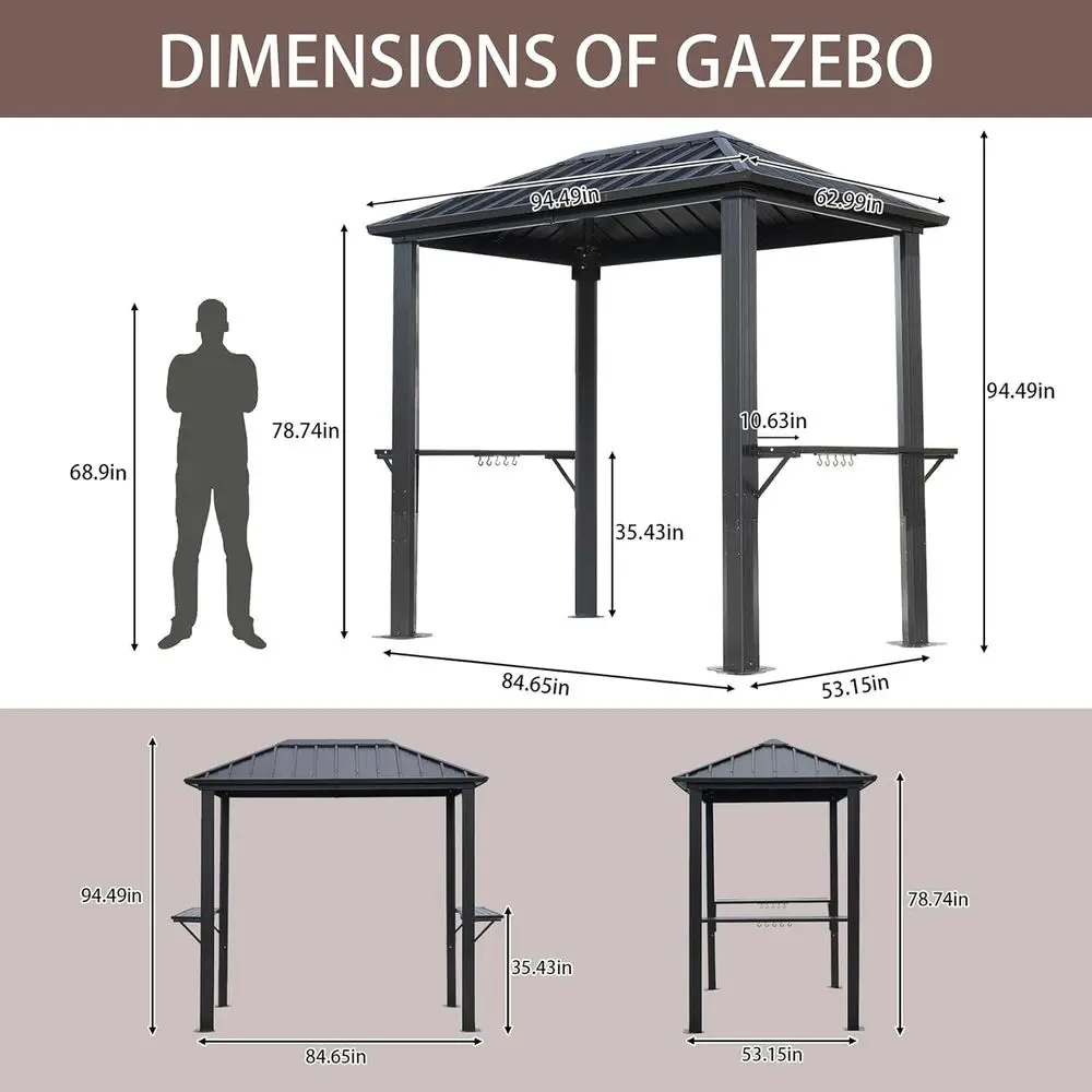 Single Roof Outdoor BBQ Gazebo with Galvanized Steel Frame, Perfect for Patio and Backyard image 3