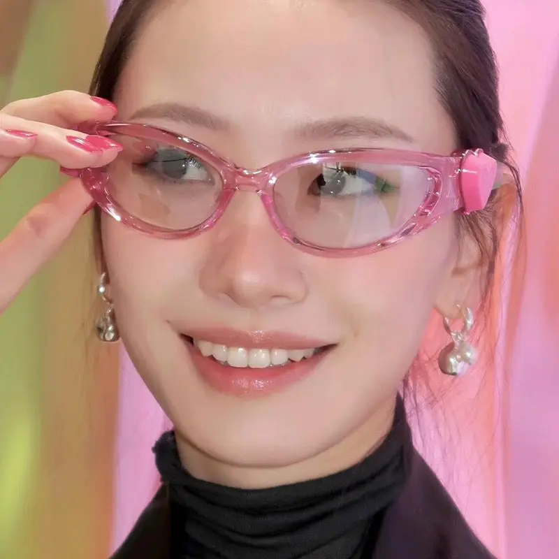 Gafas de Ciclismo Retro Rosa Jelly para Mujer, Lentes de Sol Modernas Color Rosa Caramelo con Forma de Corazón, Estilo Y2K para Fotografía Urbana