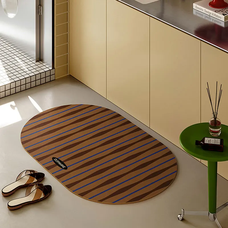VIKAMA Simple Diatom Mud Floor Mats Bathroom Bathroom Toilet Doorway Water-Absorbent Non-Slip Foot Mats Home Decoration