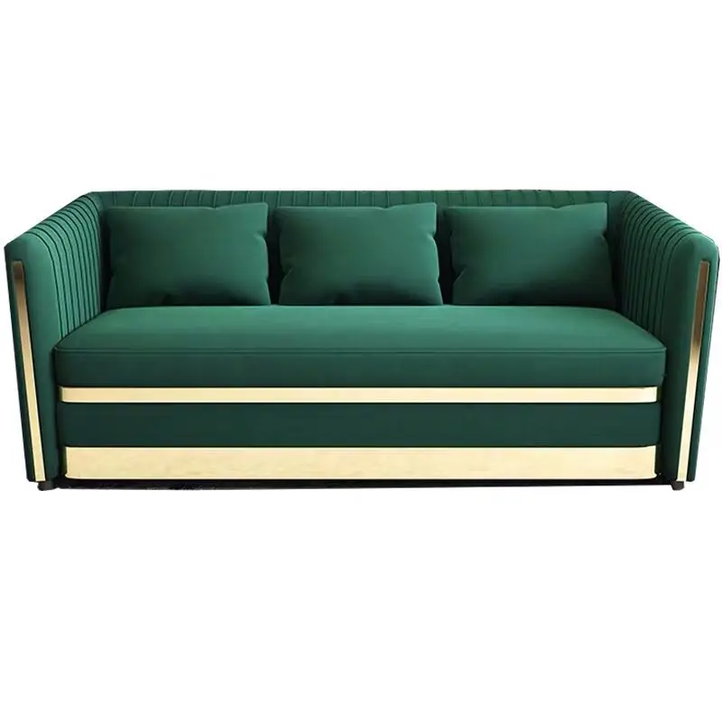 # Juego de Sofás de Lujo con Estructura de Acero Inoxidable y Tapicería de Terciopelo, Sofá Chesterfield para Sala de Estar