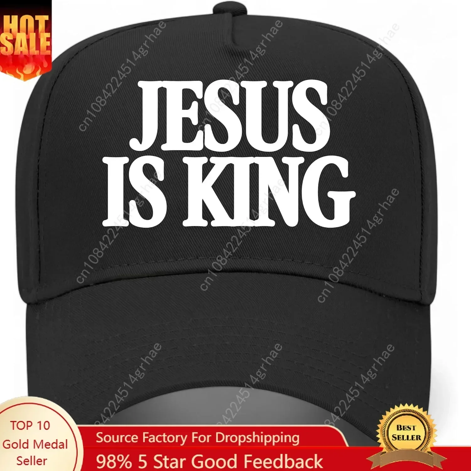 Jesus is King Serif Vintage Trucker Hat | God | Premium Snapback Baseball Hat for Men & Women