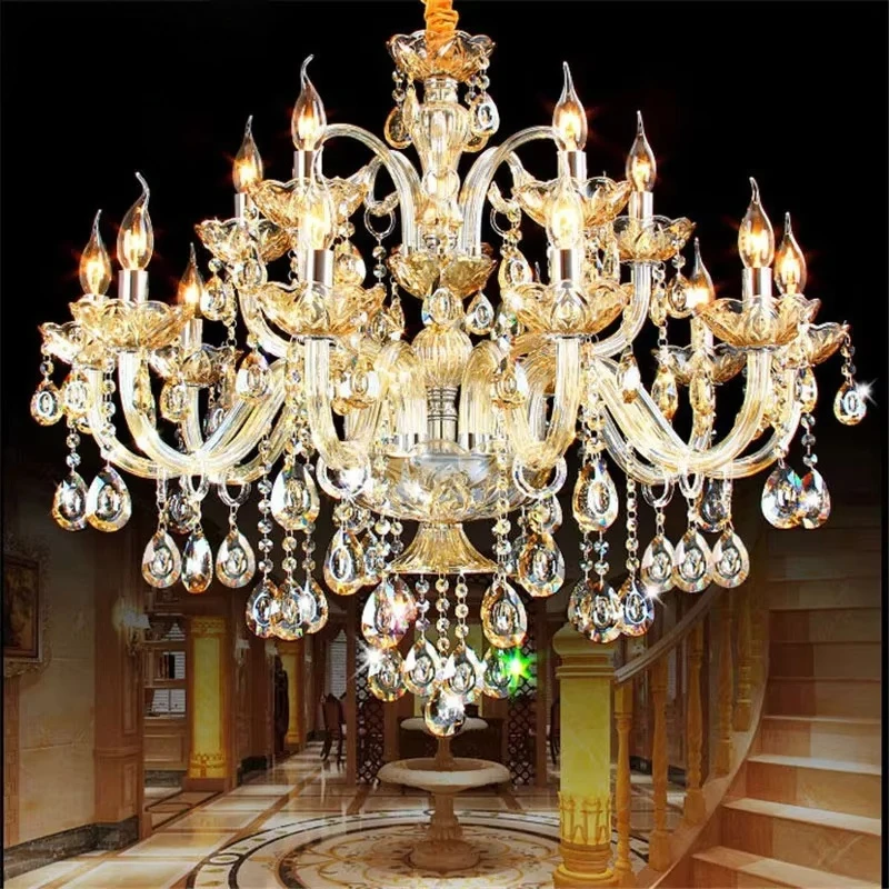 K9 Crystal Candle Chandelier Decoration Simple Chandelier Crystal Light For Living Room Hotel  6/8/10/12/15/18 Arms