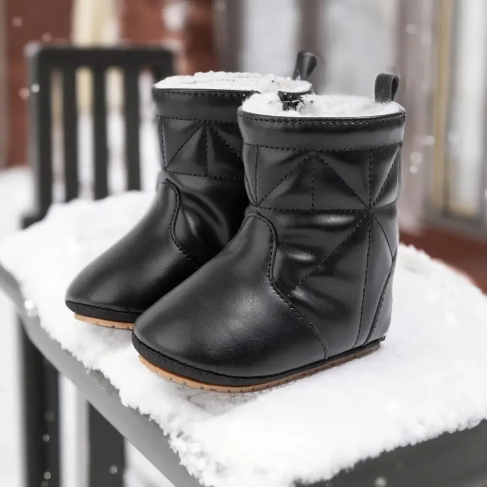 

Meckior Newborn Vintage Leather Snow Boots Winter Baby Boots Baby Boy High Top Warm Toddler Shoes Baby Girl Casual Shoes