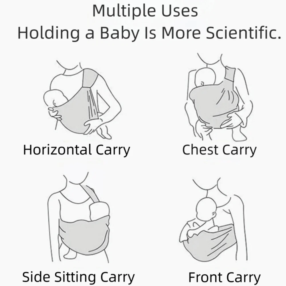 Dual Use Baby Carrier Wrap Lightweight Adjustable Shoulder Newborn Sling Comfortable Labor-Saving Breastfeeding Carriers view 2