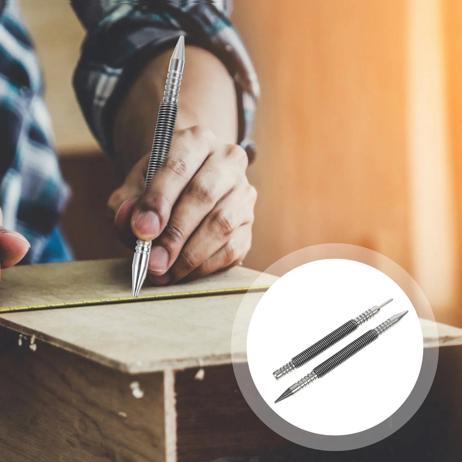 

Набор из 2 пружинных пробойников из углеродистой стали для дерева, металла, стекла, для труднодоступных мест, центральный пробойник для гвоздей