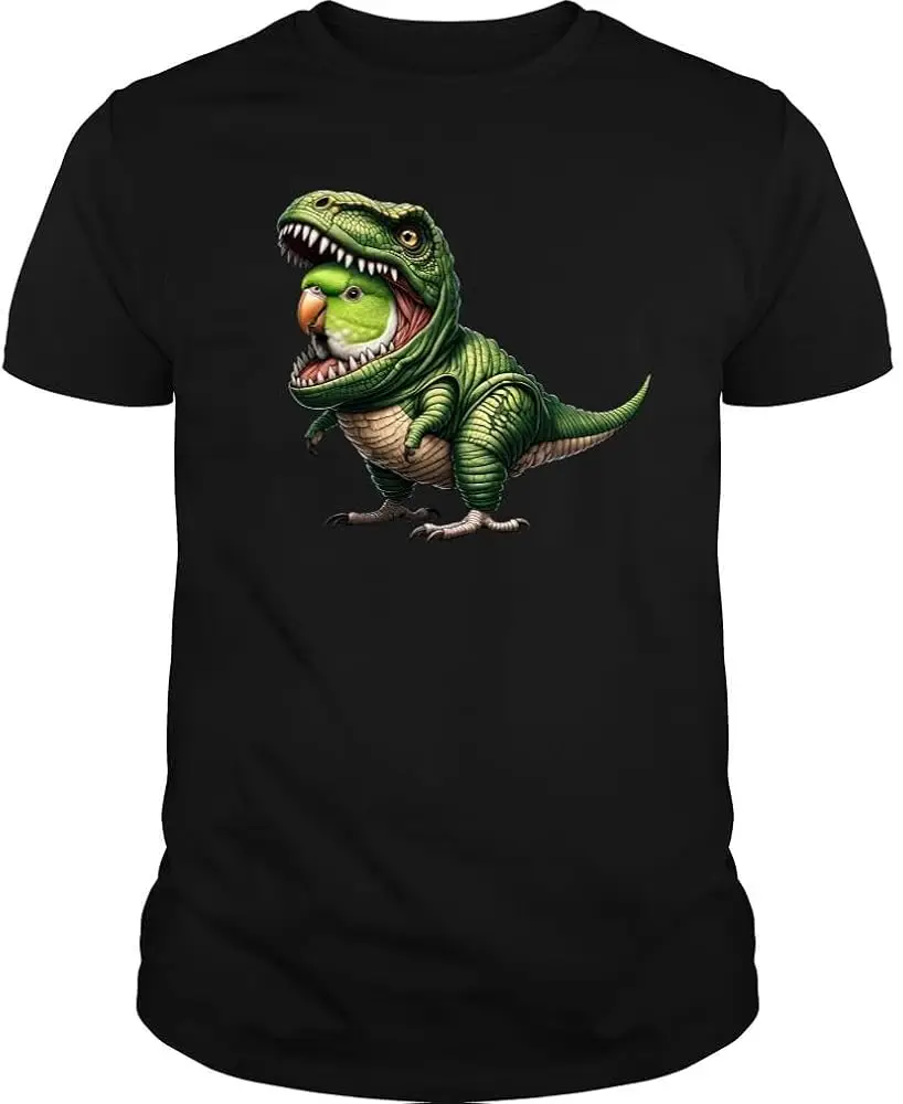 Parakeet Parrot Wearing Dinosaur Outfit Funny Bird Lover  Anime Graphic T-shirtsY2K tops Unisex Summer Short Sleeve