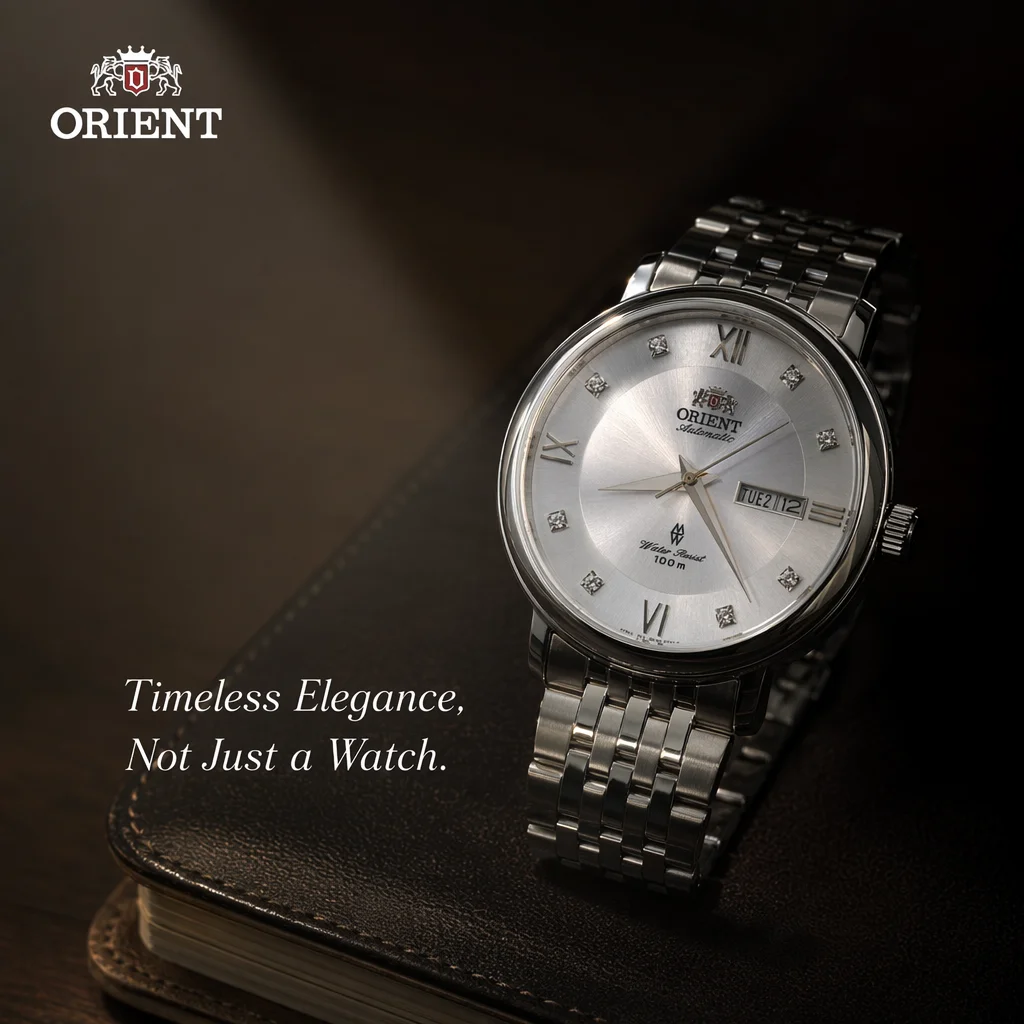 Orient Automatic Mechanical Ladies Watch Dual Calendar 100ATM Waterproof Elegant Business Stainless Steel Wristwatch for Women