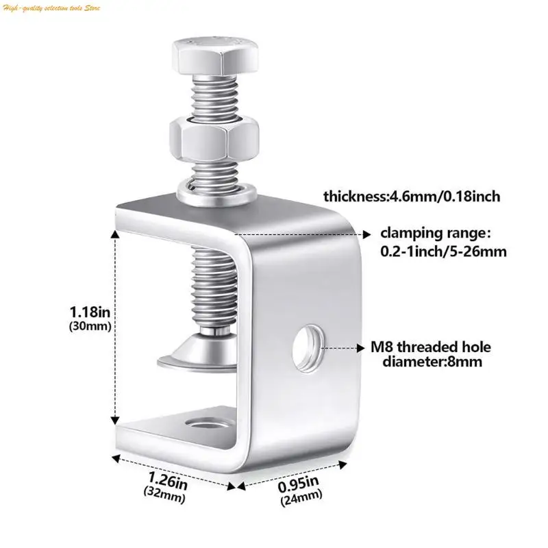 203F تجهيزات خشبية C-type من الفولاذ المقاوم للصدأ مقاطع قوية لوحة مسطحة الجهاز C-type النجارة مقطع ثابت #6