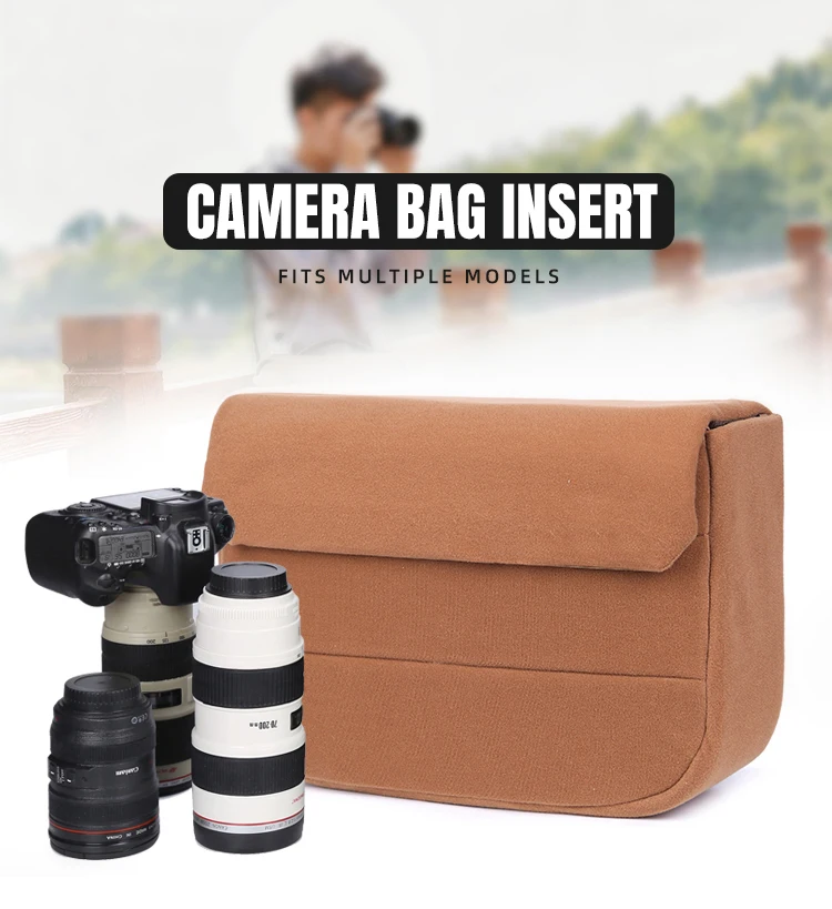 QISEMIAN Casual Einzelobjektiv-Spiegelreflexkamera Innentasche Fotografie-Video-Kamera-Zubehör Digitalkameratasche – Detail 1