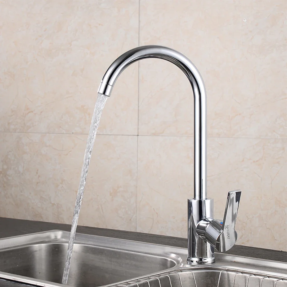 Keuken Waterkraan 304 Roestvrijstalen Gootsteen Kranen Koude En Hete Mixer Kraan Badkamer Wastafel 360 ° Rotatie Enkelvoudige Handgreep Kranen