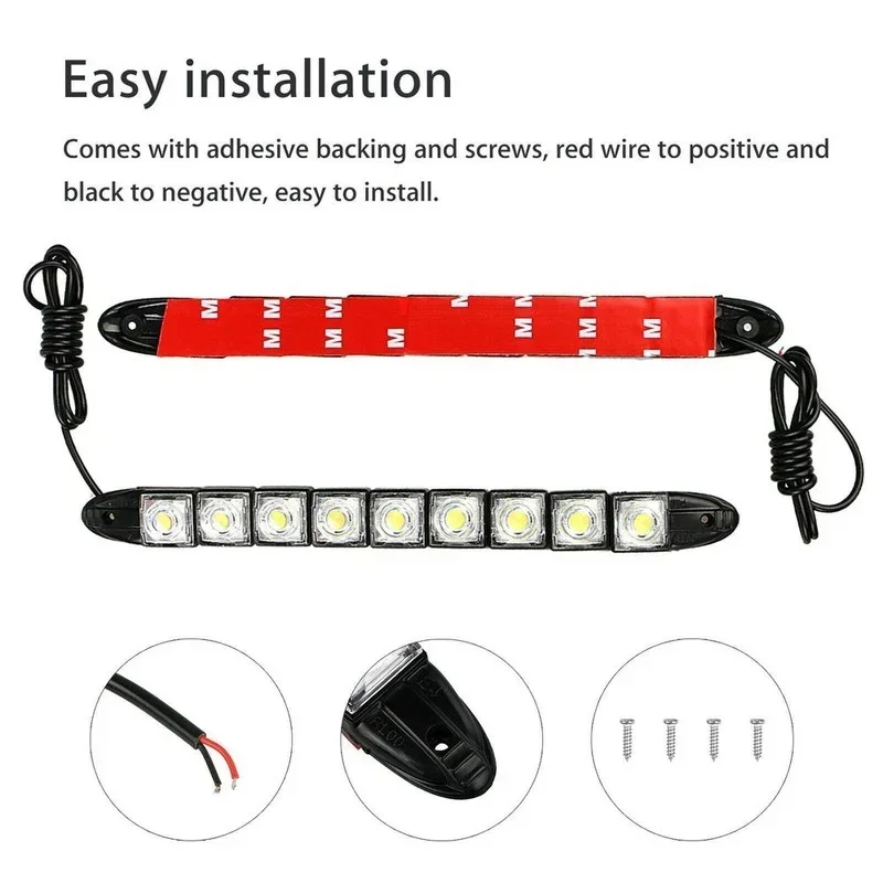 자동차 주간 주행등, 유연한 방수 안개등, 운전 헤드 램프, 9 LED, 12V, 2 개