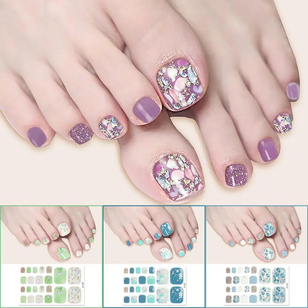 

Nail Polish Film Toenail Stickers Solid Color Glitter Toe Nail Art Sticker DIY Waterproof Adhesive Nail Wraps Decals Decors