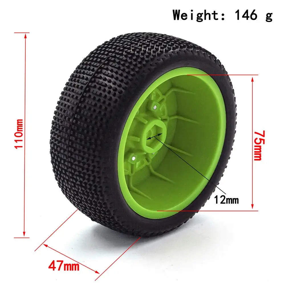 2Pcs/4Pcs 1/10 Short Course Truck Tire Tyres Wheel with 12mm/14mm/17mm Hex Hub for Traxxas HSP Tamiya HPI Kyosho RC Off-road Car