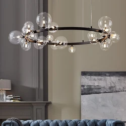 Modern LED Pendant Light Nordic Black Balls Chandeliers for Living Room Bedroom Kitchen Hanging Lamp Dining Room Lights Fixtures