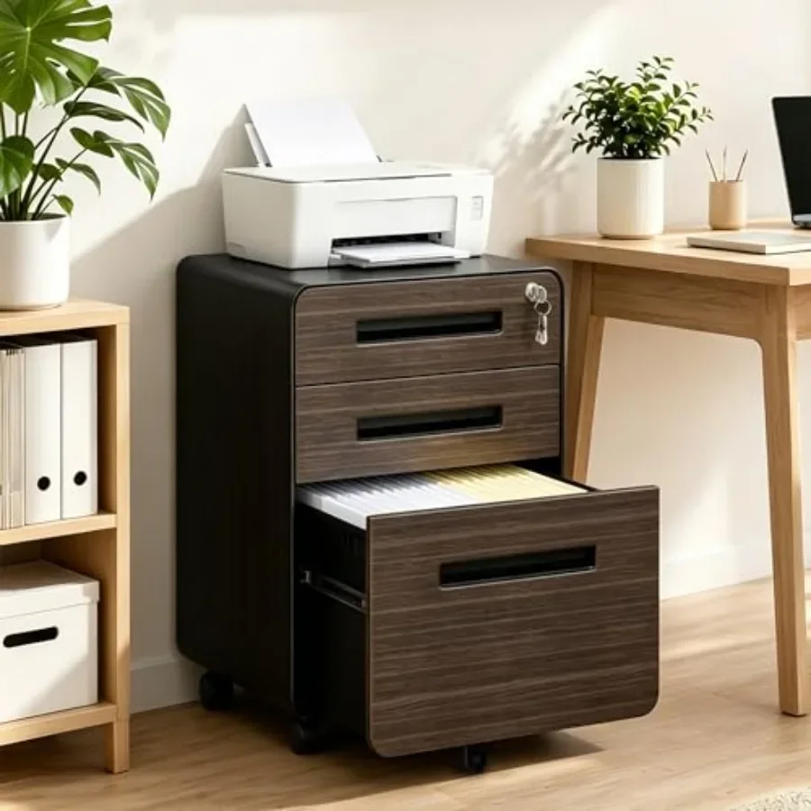 3 Drawer Mobile File Cabinet with Lock, Fully Assembled