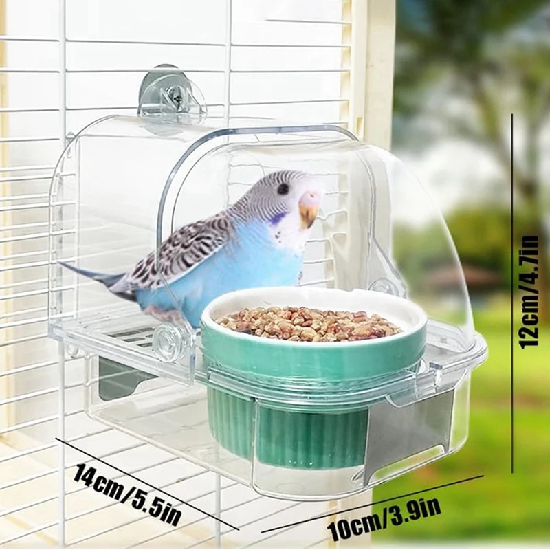 Bird Feeder For Cage No Mess Bird Cage Pet Feeder Bird Bath For Cage For Parakeet Canary Cockatiel With Ceramic Bowl