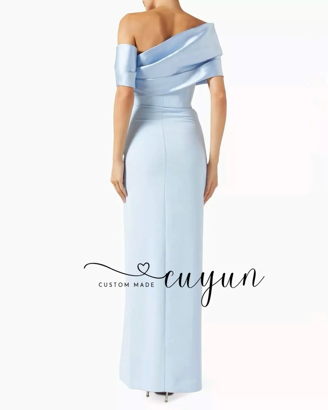 CUYUN Suknia Wieczorowa na Zamówienie, Fuksjowa, z Odkrytymi Ramionami, Satynowa, Krój Syreny, Bez Pleców, Sukienka na Bal, Długa do Podłogi