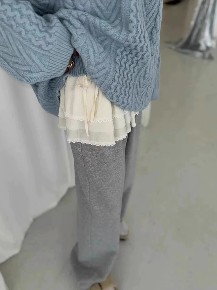 

Новая модная женская юбка-трапеция с рюшами и кружевом, средней посадки, короткая, в корейском стиле, из полиэстера, весна-зима