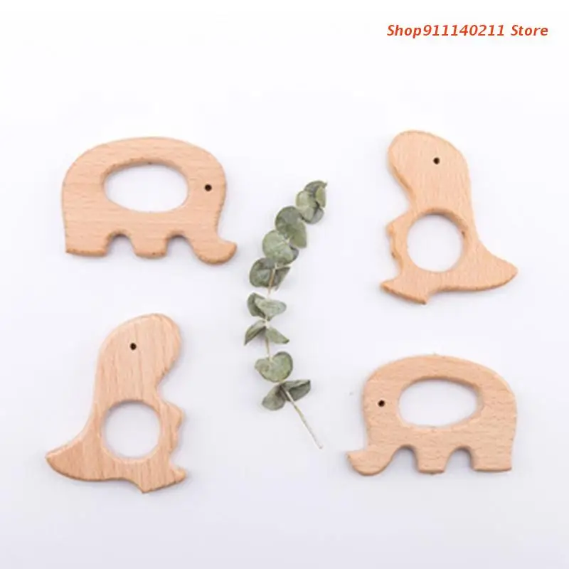 Wooden Elephant Rabbit Heart Love Horse Ring Baby Teether Eco-Friendly Unfinished Baby Grasping Pacifier BPA Free Beech Toy