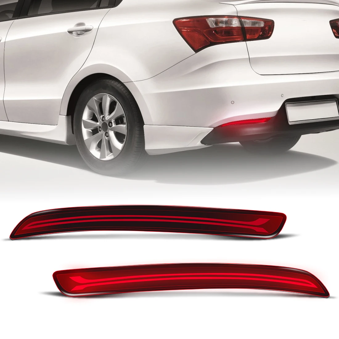 LED Rear Bumper Reflector Lights For KIA RIO Sedan 4 Doors 2012 2013 2014 2015 Driving Brake Light Dynamic Turn Signl Lamps