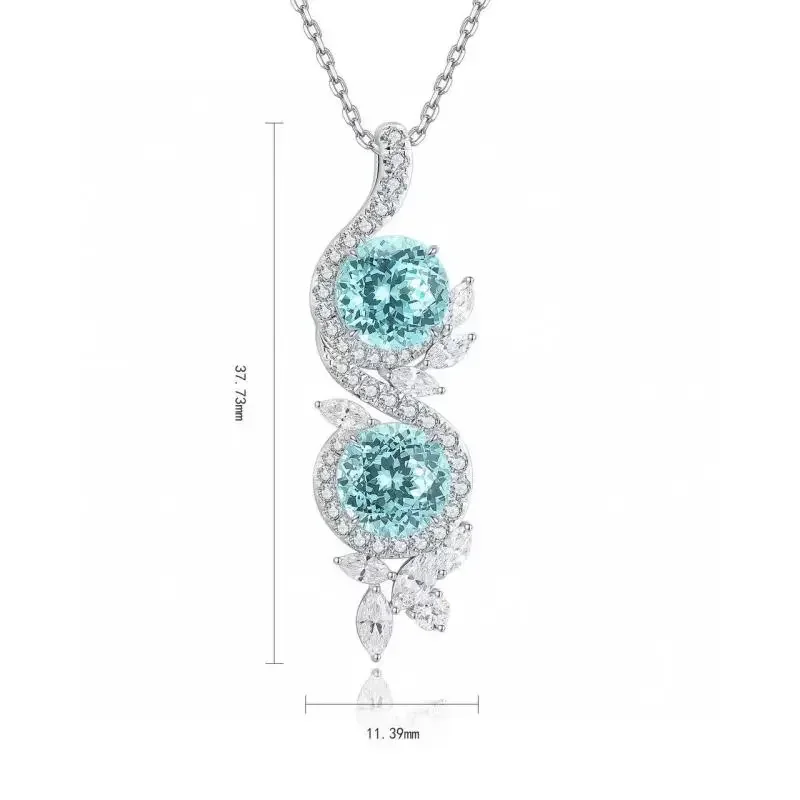 

Pirmiana Fashion 7.03ct Lab Grown Paraiba Sapphire Pendant Necklace S925 Silver Jewelry Engagement Gift Women