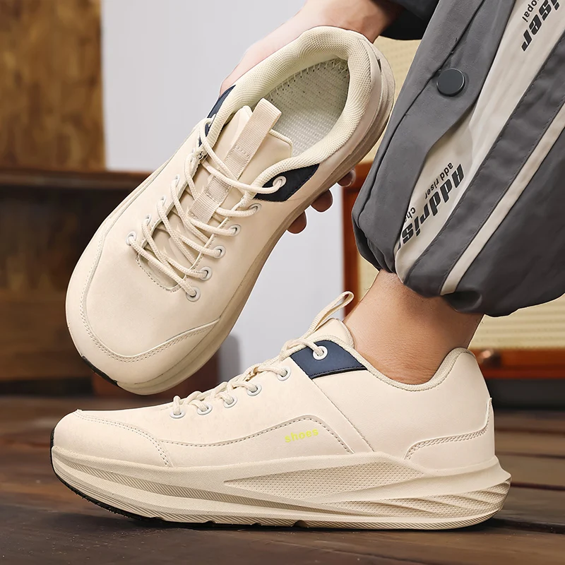 

2025 Men's Big & Wide-Toe Leather Sneakers - Autumn New Non-Slip Durable Lightweight Running Casual Shoes