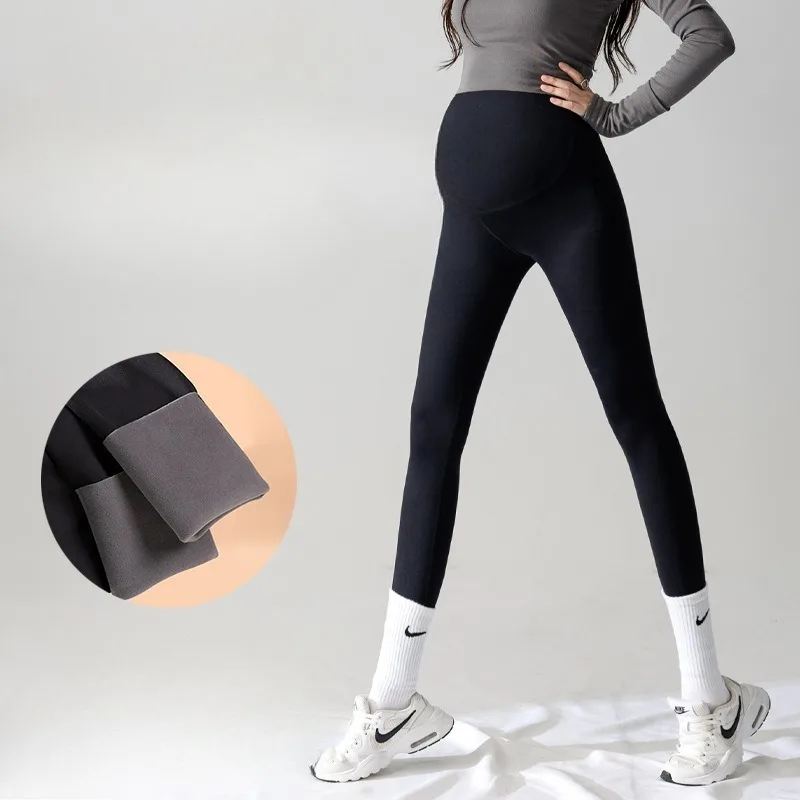 Maternity Leggings Winter Fleece Lined Slim Fit Belly Support  Style Tights New Design Pregnancy Wear
