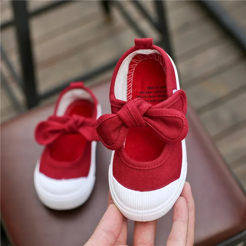 New Girls Canvas Shoes with Fashion Bowknot, Comfortable Kids Casual Sneakers, Princess Shoes for Toddler Girls - Sizes 21-35