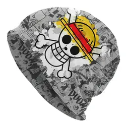 One Piece Luffy Bonnet Chapéus para homens e mulheres, Skullies finos, gorros, manga crânio design bonés, outono e primavera