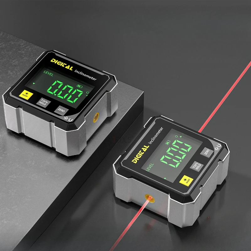 Digital Display Inclinometer Installation Balance Measurement Aluminum Shell Laser Level Angle Measuring Tool with Magnetic
