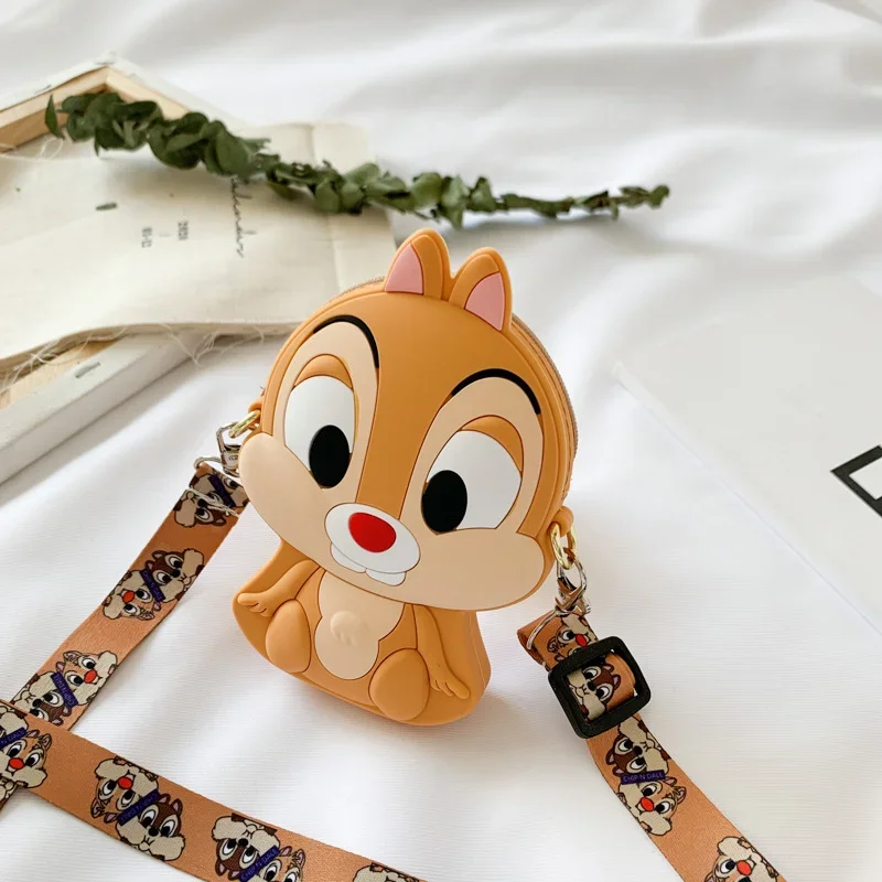 Disney Anime Piglet Tigger Chip \'n\' Dale Squirrel Brothers Children Bag Silicone Bag Diagonal Bag Coin Purse for Kids Gift Toy