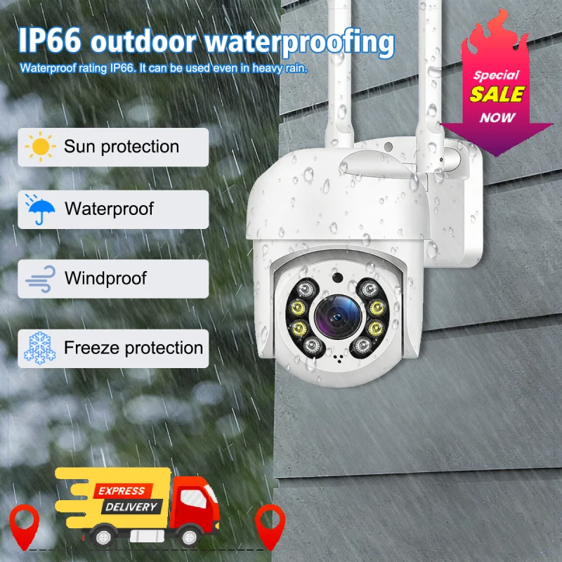 2-Megapixel Outdoor Wireless Gimbal Wifi Camera  Full-Color Night Vision  Two-Way Voice  Home Security Monitoring Network Camera