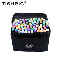 TISHRIC 24/30/36/40/48/60/80 Colors Oily Marker Brush Set Double Head Design Professional Color Markers Art Supplies