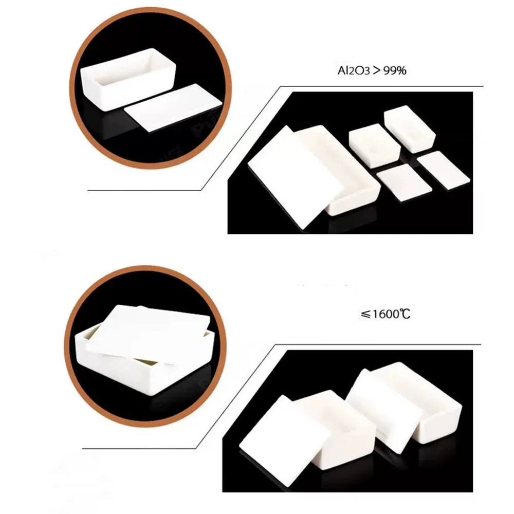99% Alumina Square Crucible High Purity High Temperature Resistant Multiple Sizes Customizable Ceramic Crucible for Laboratory