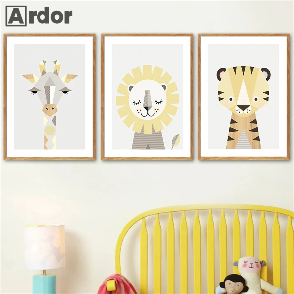 

Cartoon Tiger Lion Wall Art Canvas Poster Child Nursery Print Painting Giraffe Posters Nordic Wall Pictures Kids Room Decoration