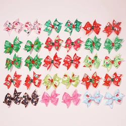 15Pairs 30pcs 2inch Baby Girls Mini Hairpins Ribbon Bows Christmas Hair Clips Handmade Bowknot Children's Hair Accessories