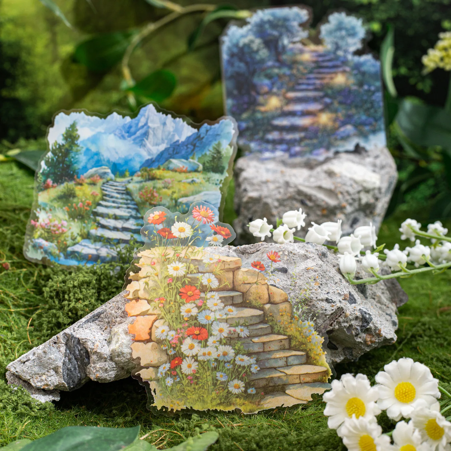 10 Pcs/Pack Stairs of Soul Series Stickers, Scene Building Themed Decorative Stickers for Journal DIY Scrapbooking Collage