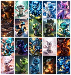 Cute Dragon 5D AB Diamond Painting Mosaic Embroidery Cartoon Animal Cross Stitch Handmade Craft Rhinestones Home Decor Kids Gift