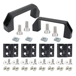4pcs 2020 Series Extruded Pivot Hinges for 20 Series Aluminum Extrusion Profile with 90mm Aluminium Door Handles and Frame Hinge