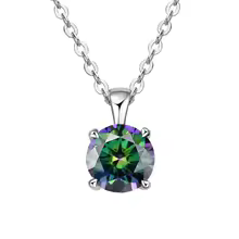 Classic Yellow Gold Cubic Zirconia Pendant 18K Silver Plated - Silver Rainbow Green