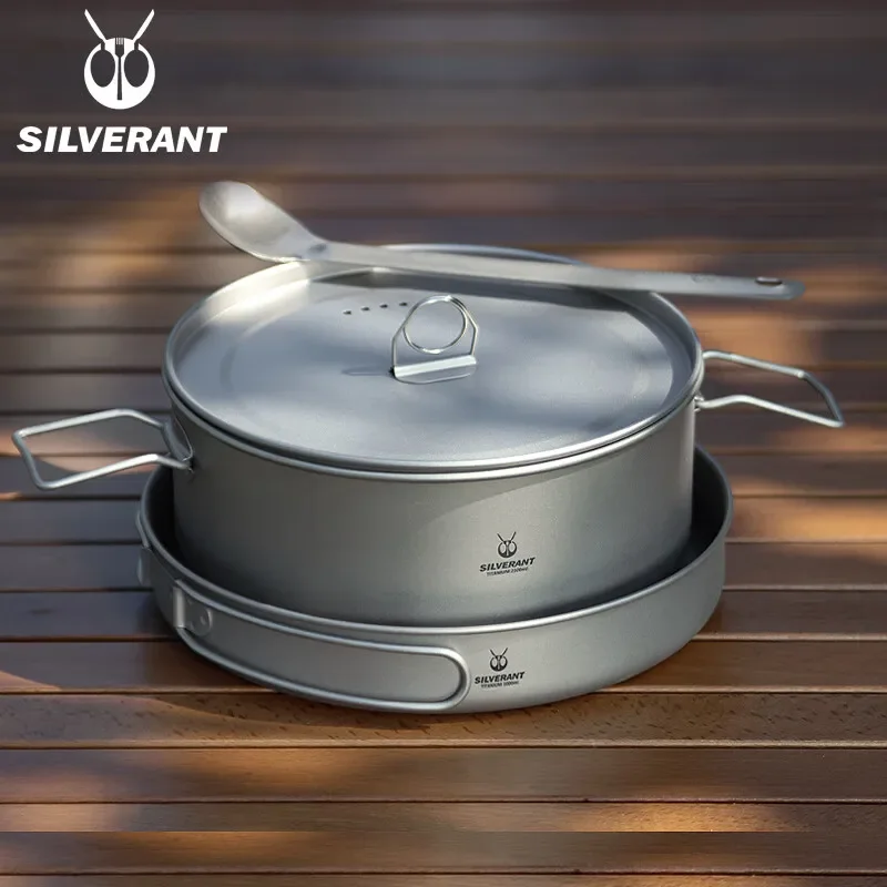 

Pure Titanium Pots Convenient Storage Picnic Titanium Pots Travel Combination Equipment Camping Cookware